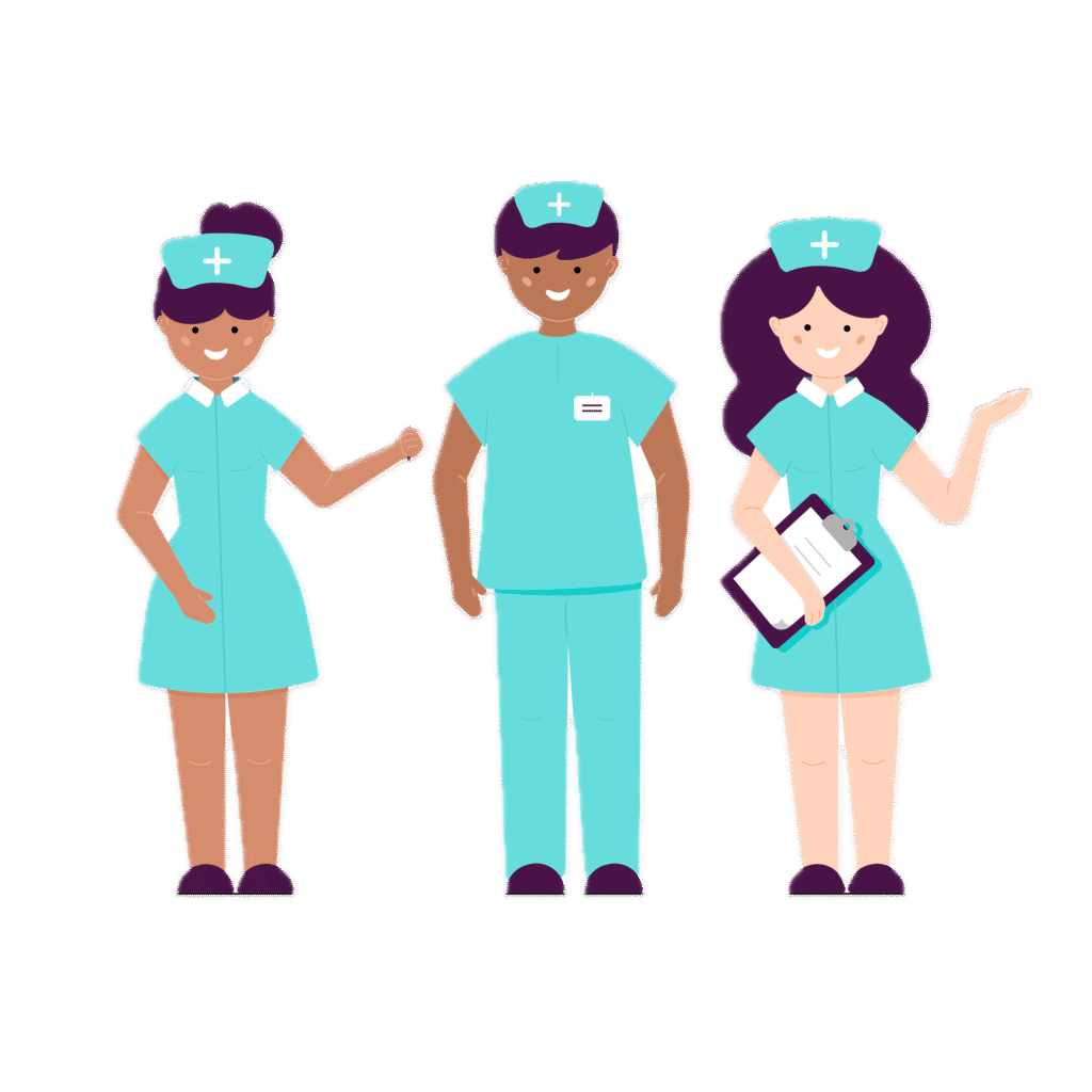 Illustration de trois infirmiers